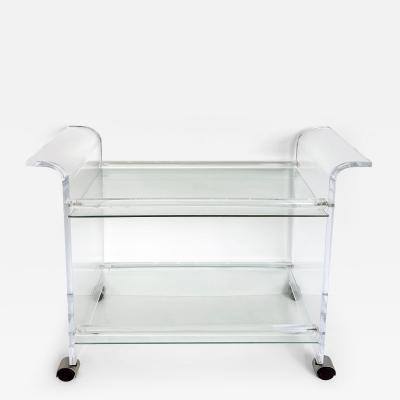 Mid century Modern Lucite 2 tiered Rolling Bar Serving Cart on Casters