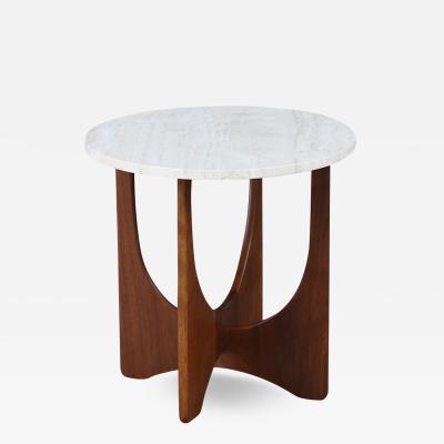Mid century Modern Side Table with Travertine Stone Top