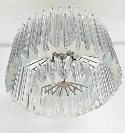 Mid century Modern Style Lucite Chrome Chandelier with Canopy