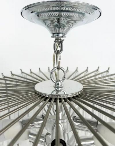 Mid century Modern Style Lucite Chrome Chandelier with Canopy