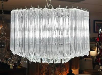 Mid century Modern Style Lucite Chrome Chandelier with Canopy
