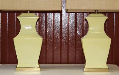 Mid century Modern Yellow Pottery Table Lamps