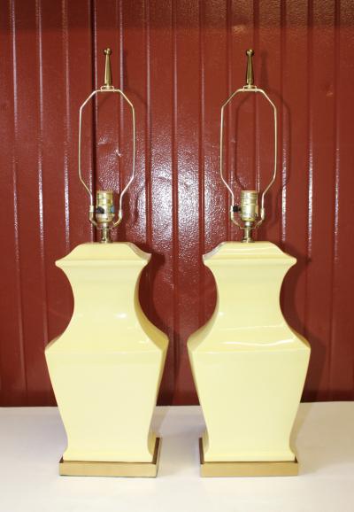 Mid century Modern Yellow Pottery Table Lamps