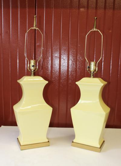 Mid century Modern Yellow Pottery Table Lamps