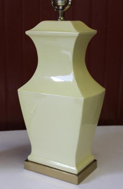 Mid century Modern Yellow Pottery Table Lamps