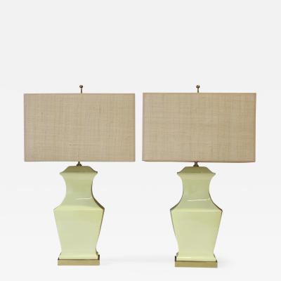 Mid century Modern Yellow Pottery Table Lamps