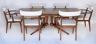 Mid century Modernist Expandable Dining Table with the Original Set of 6 Chairs
