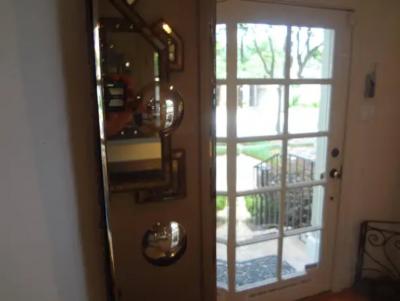 Mid century Rectangular Beveled Bronze Venetian Mirror