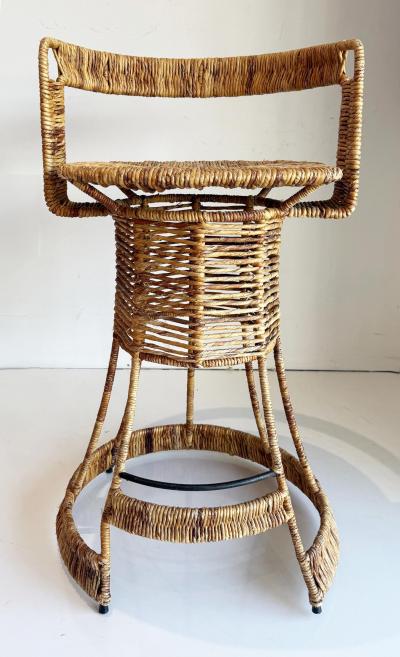 Mid century Rush Iron Bar Stools by French Designer Roger Coster Seat 28 High