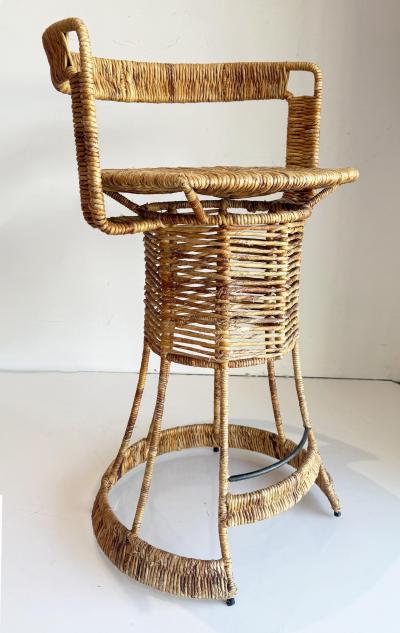 Mid century Rush Iron Bar Stools by French Designer Roger Coster Seat 28 High