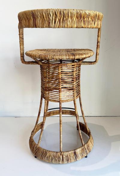 Mid century Rush Iron Bar Stools by French Designer Roger Coster Seat 28 High