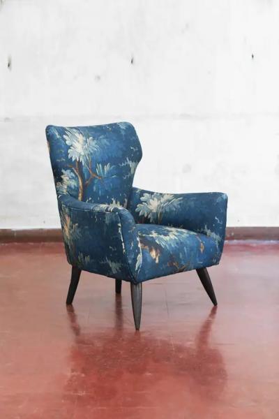 Mid century Sofa and Pair of Berg re Armchairs Set with Dedar Fabric Upholstery