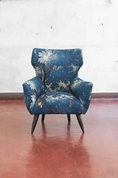 Mid century Sofa and Pair of Berg re Armchairs Set with Dedar Fabric Upholstery