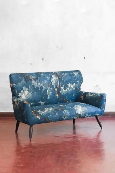 Mid century Sofa and Pair of Berg re Armchairs Set with Dedar Fabric Upholstery