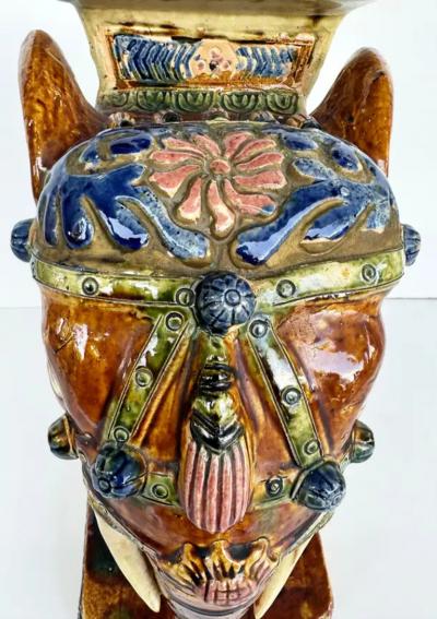 Mid century Terracotta Elephant Garden Stool Drinks Table Plant Stand