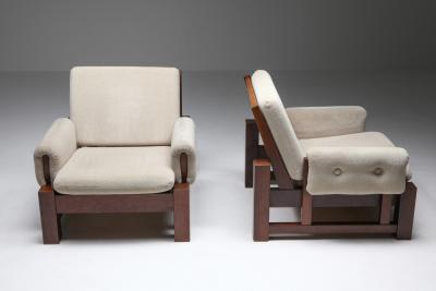Mid century modern solid Mahohany pair of clubs 1960s