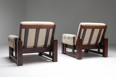 Mid century modern solid Mahohany pair of clubs 1960s