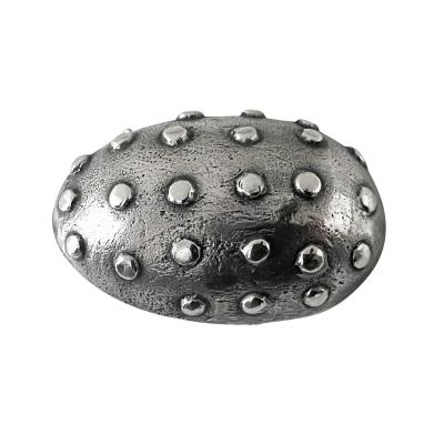 Mid century oxidised silver egg brooch Sweden 1948