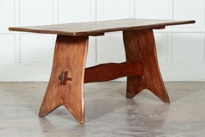 MidC English Carved Fruitwood Refectory Table Desk