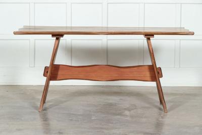 MidC English Carved Fruitwood Refectory Table Desk