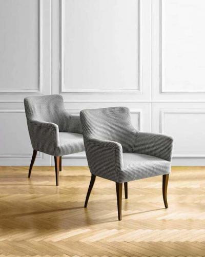 Midcentury Armchairs Reupholstered in Dedar Fabric Set of 2