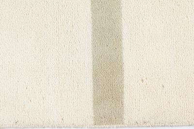 Midcentury Art Deco Handmade Wool Rug in Beige and Green