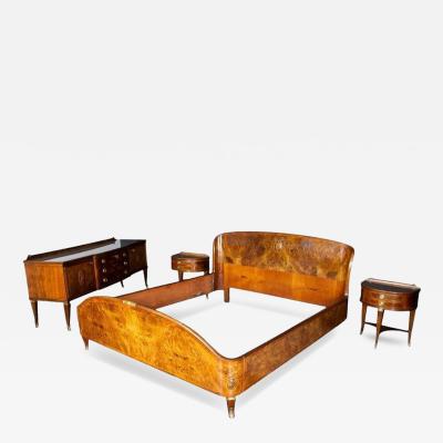 Midcentury Bed Room Set with Bed Two Nightstands and Dressing Paolo Buffa Style