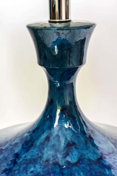 Midcentury Blue Urn Table Lamp