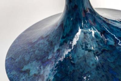 Midcentury Blue Urn Table Lamp
