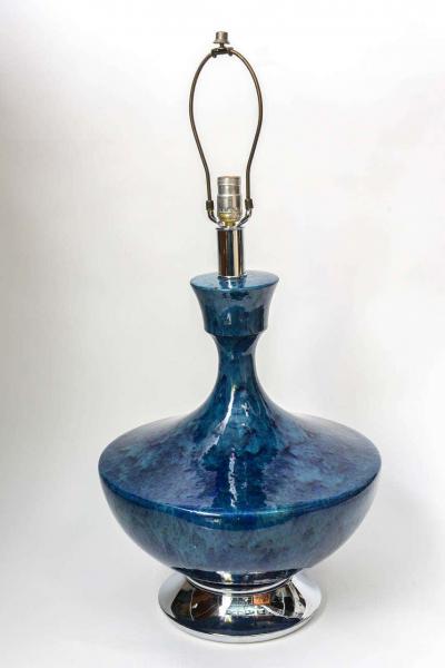 Midcentury Blue Urn Table Lamp