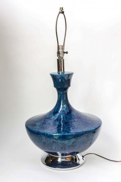 Midcentury Blue Urn Table Lamp