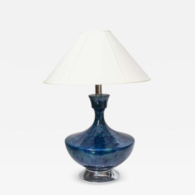 Midcentury Blue Urn Table Lamp