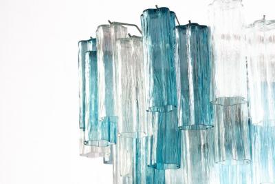 Midcentury Blue and Clear Murano Glass Tronchi Chandelier