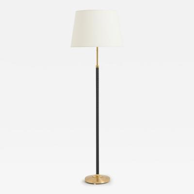 Midcentury Brass and Black Floor Lamp