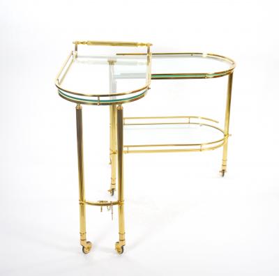 Midcentury Brass and Glass Italian Swing Out Bar Cart