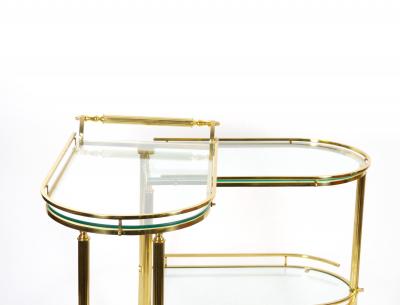 Midcentury Brass and Glass Italian Swing Out Bar Cart