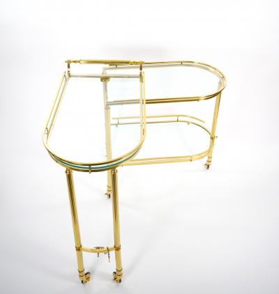 Midcentury Brass and Glass Italian Swing Out Bar Cart