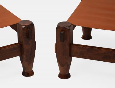 Midcentury Brazilian Stools in Pine and Saddle Leather