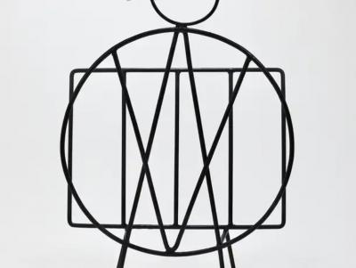 Midcentury Cat Shaped Magazine Stand or Record Rack Iron Italy 1950s