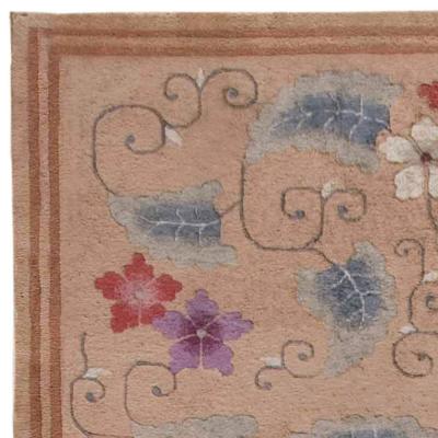 Midcentury Chinese Handmade Wool Rug in Light Brown Red Purple Red and Ivory