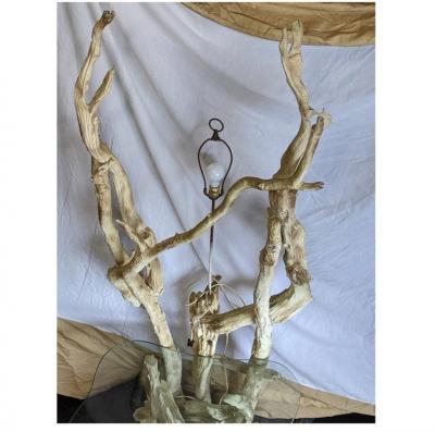 Midcentury Drift Wood Standing Table Lamp