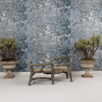 Midcentury French Faux Bois Concrete Confident or T te T te Garden Bench