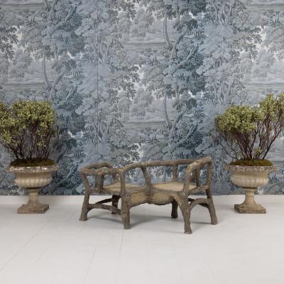 Midcentury French Faux Bois Concrete Confident or T te T te Garden Bench