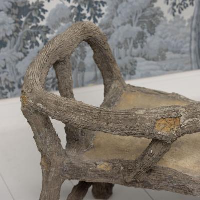 Midcentury French Faux Bois Concrete Confident or T te T te Garden Bench