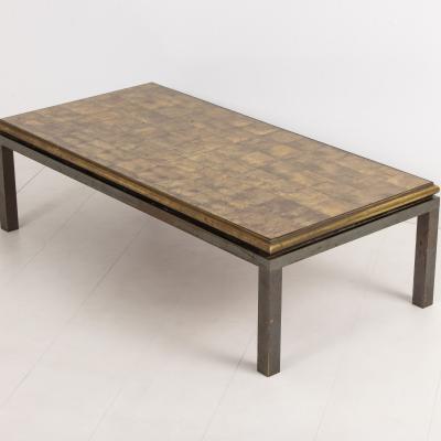Midcentury French Maison Jansen Bronze and glomis Coffee Table