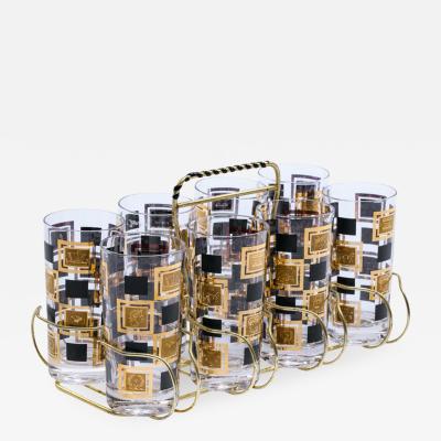 Midcentury Greek Themed 22 Karat Gold Highball Glasses