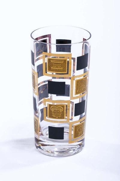 Midcentury Greek Themed 22 Karat Gold Highball Glasses
