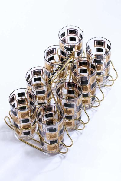 Midcentury Greek Themed 22 Karat Gold Highball Glasses