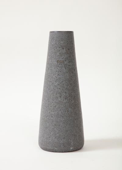 Midcentury Grey and Black Cylindrical Lava Glazed Vase