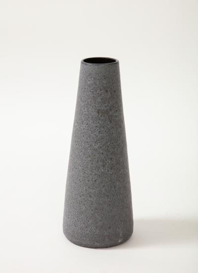 Midcentury Grey and Black Cylindrical Lava Glazed Vase
